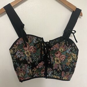 Black floral corset top